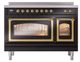 Ilve® Nostalgie II Noblesse 48'' Glossy Black Pro Style Induction Range with Brass Trim-1