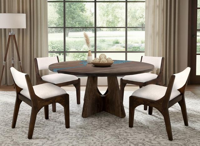 International Furniture Direct Zaphiro Brown Round Dining Table-1