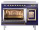 Ilve® Nostalgie II Noblesse 48'' Midnight Blue Pro Style Induction Range with Brass Trim-3