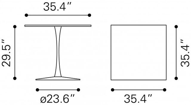 Zuo® Modern Molly Brown Dining Table with Black Base-3