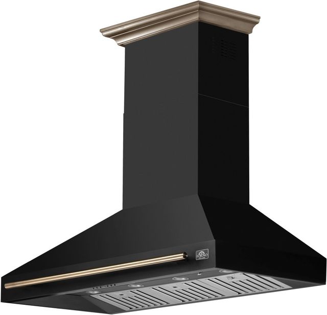 FORNO® Aria Series Alta Qualita 48" Black Wall Mounted Range Hood  -2