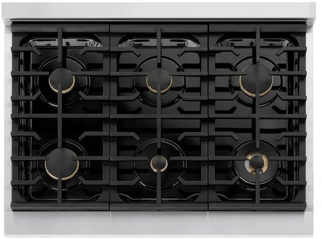 ZLINE Marino 36" Stainless Steel Pro Style Gas Range with 6-Burner and Polished Gold Accents-4