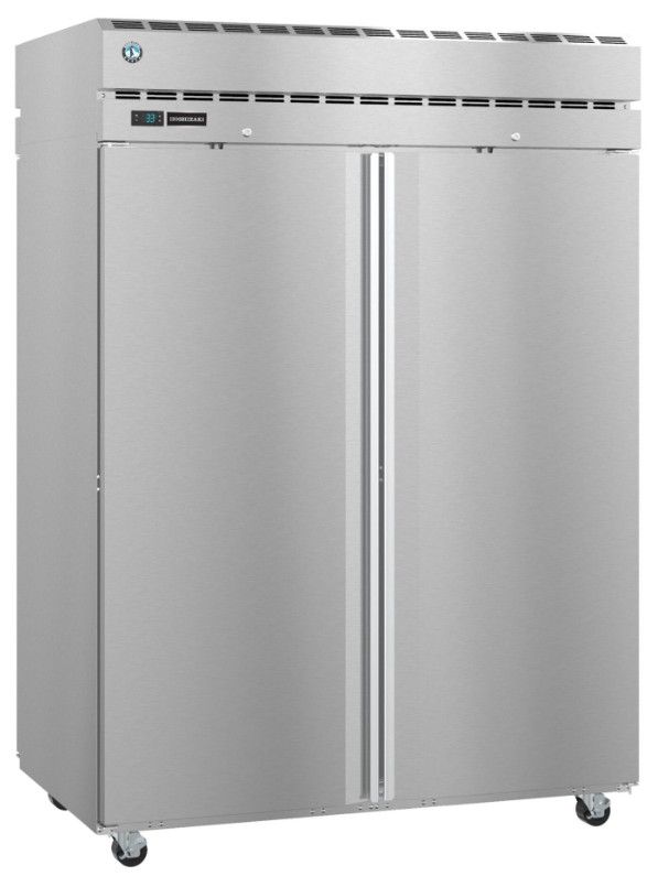 Hoshizaki Steelheart® 55" 52.55" 5 Cu. Ft. Stainless Steel Two Section Pass Thru Upright Freezer with Full Solid Doors and Lock-2