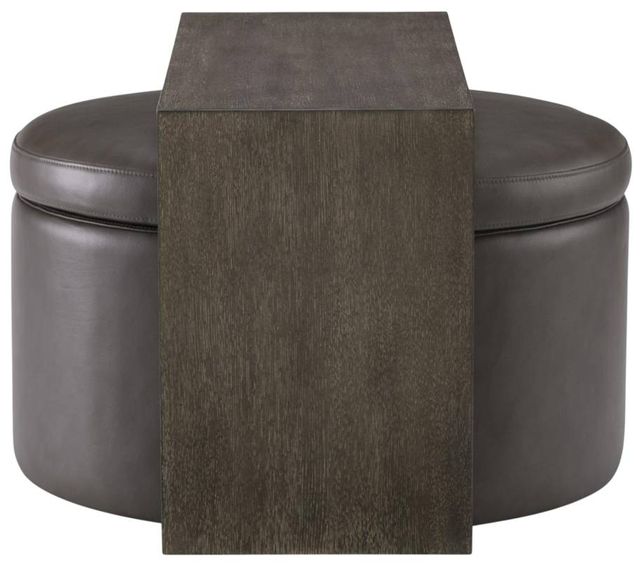 Legacy Classic Luna Miramar Mink/Ravello Earth Swivel Storage Ottoman with Wood Top Overlay-2