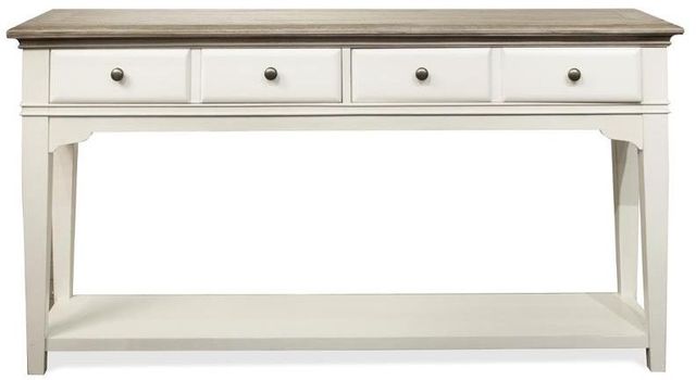 Riverside Furniture Myra Natural Sofa Table with Paperwhite Base-0