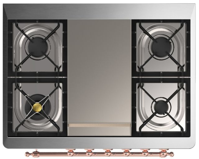 Ilve® Majestic III 36" Blue Gray Pro Style Dual Fuel Liquid Propane Range with Solid Door and Copper Trim-3