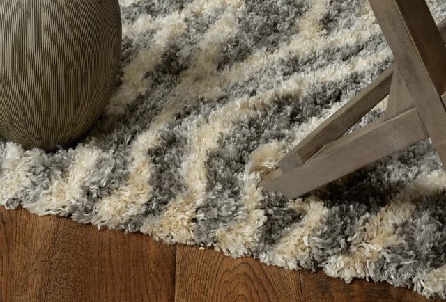 KAS Rugs Merino Charcoal Waves 5'x8' Area Rug-4