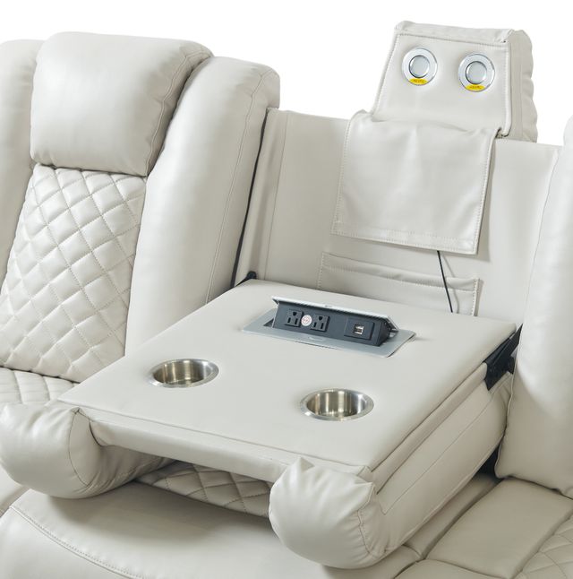 Elements International Carlo Pebble Oyster Power Reclining Sofa with Power Headrest-2