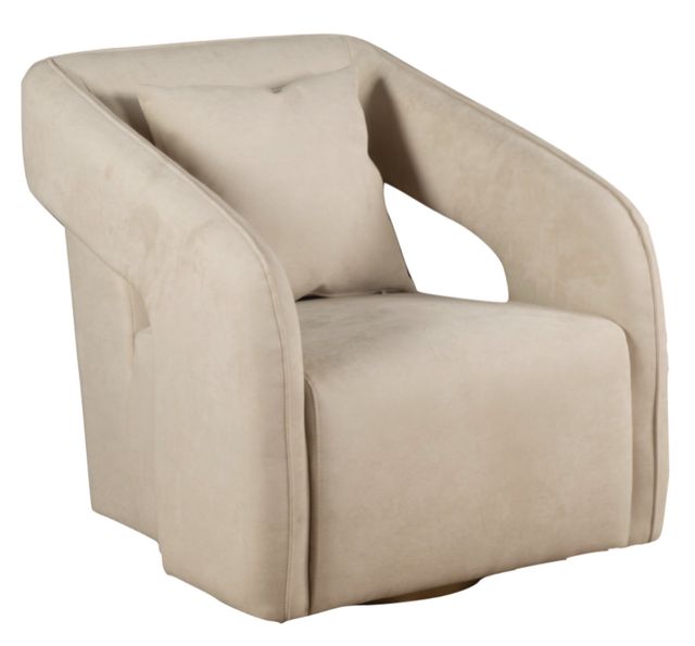 Home Trends & Design Gatsby Beige Eco Suede Swivel Accent Chair-0