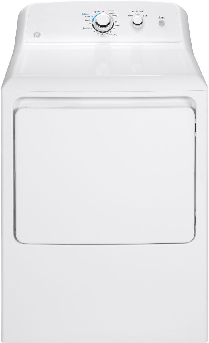 GE® 6.2 Cu. Ft. White Front Load Gas Dryer