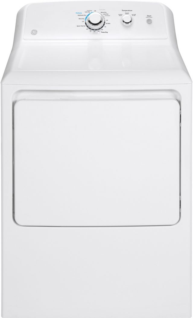 GE® 6.2 Cu. Ft. White Front Load Gas Dryer