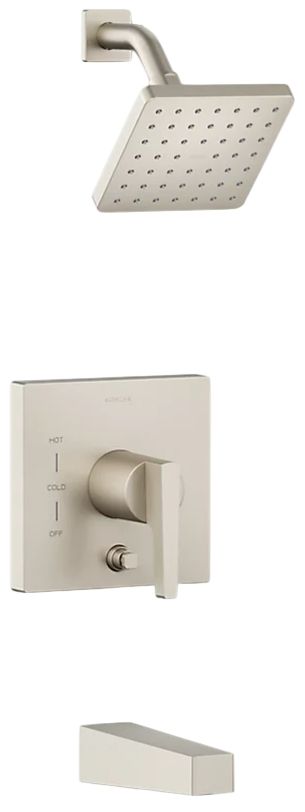 KOHLER® Honesty® Rite-Temp® Vibrant Brushed Nickel 2.5 GPM Bath and Shower Trim Kit with Push-Button Diverter-0