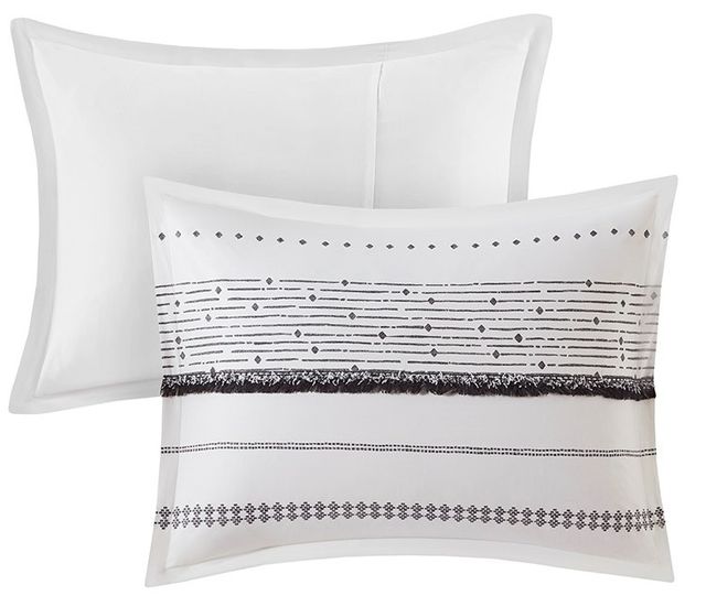 Olliix by INK+IVY Nea Black and White King/California King Cotton Printed Comforter Set with Trims-1