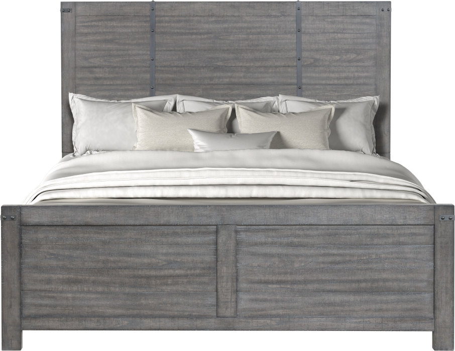 New Classic Home Furnishings Galleon Gray Western King Panel Bed - Thumbnail 4