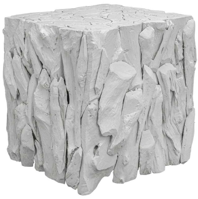 Uttermost® Teak Root White Bunching Cube Ottoman-0