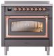 Ilve® Nostalgie II Noblesse 36'' Graphite Matte Pro Style Induction Range with Copper Trim-1