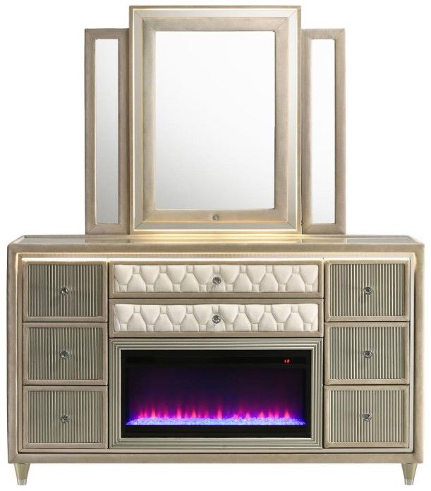 Coaster® Lorient Camel/Ivory Dresser and Mirror with LED-1