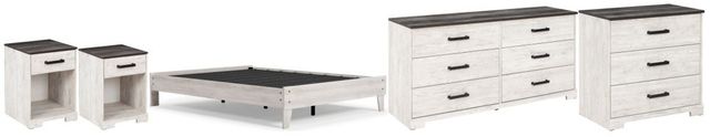Signature Design by Ashley® Shawburn 5-Piece Whitewash Queen Platform Bed Set-0