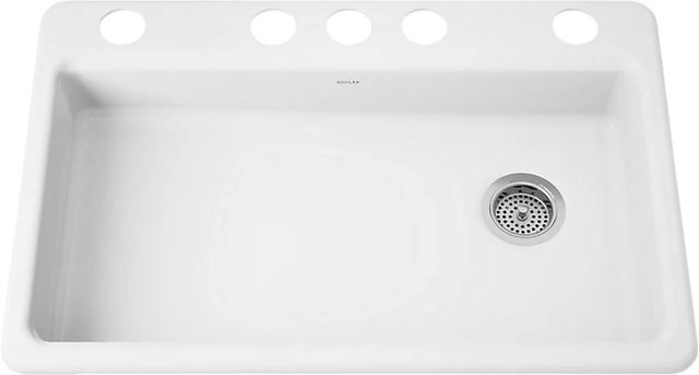 KOHLER® Riverby® White 33" Undermount Single-Bowl Kitchen Sink with Short Apron-0