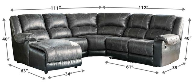 Signature Design by Ashley® Nantahala 5-Piece Slate Left-Arm Facing Sectional and Chaise-2