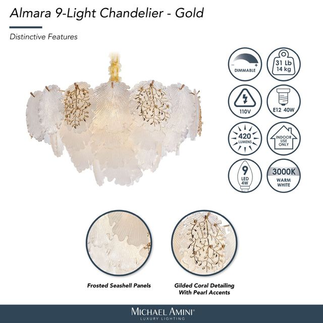 Michael Amini® Almara Gold 9-Light Chandelier-4