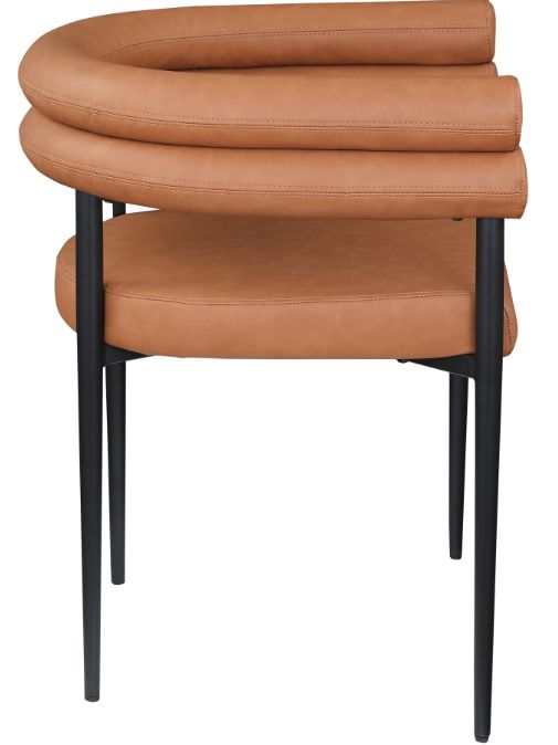 Meridian Furniture Lavina Cognac/Black Leather Upholstered Dining Arm Chair-2