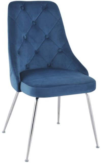 Mazin Furniture Plumeria Blue/Chrome Dining Side Chair -0
