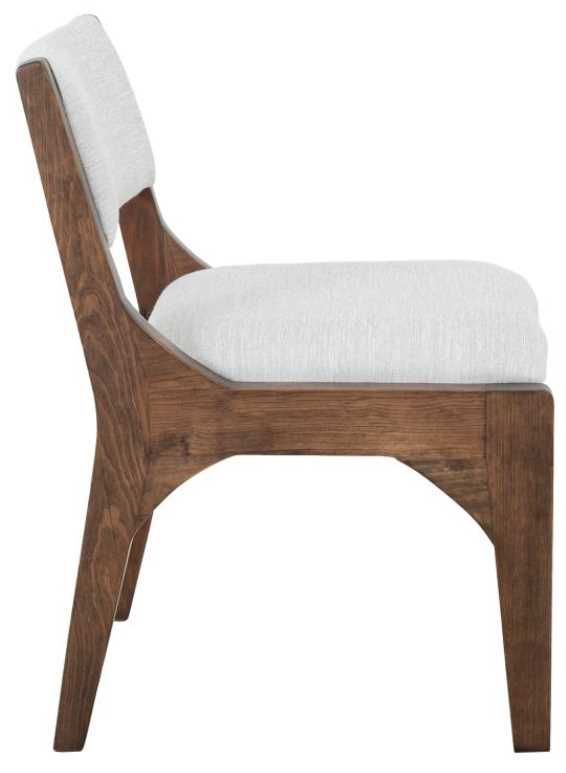International Furniture Direct Zaphiro Lacquer Brown/White Upholstered Dining Side Chair-3