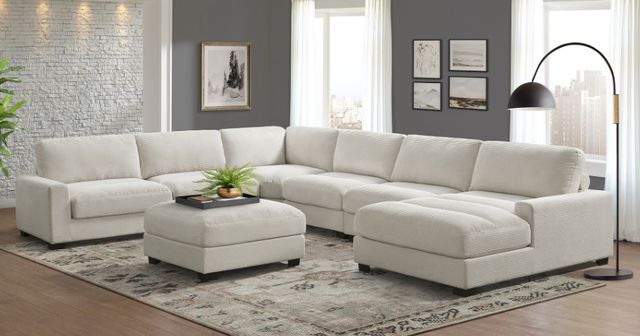 Elements International Arizona 7-Piece Steno Beige Right-Arm Facing Sectional -1