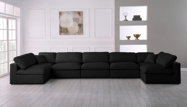 Meridian Furniture Serene 7-Piece Black Deluxe Cloud Modular Sectional-2