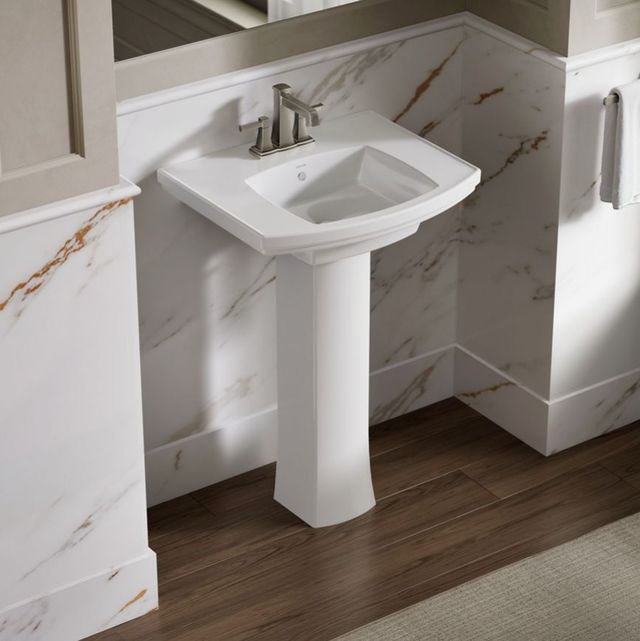 Kohler Kelston® White 22.75" Rectangular Pedestal Bathroom Sink-2
