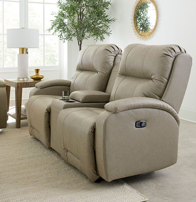 Best® Home Furnishings Customizable Maverly Leather Power Reclining Tilt Headrest Space Saver Console Loveseat-2