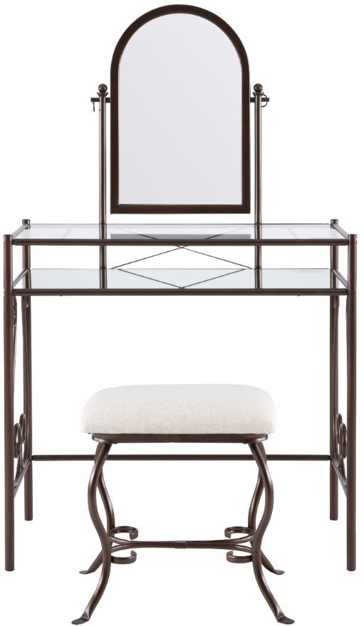 Linon Clarisse 3-Piece Dark Metal Vanity Set-3