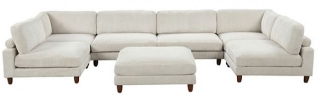 Furniture of America® Dagenham 7-Piece Beige U-Shape Sectional with Ottoman-0