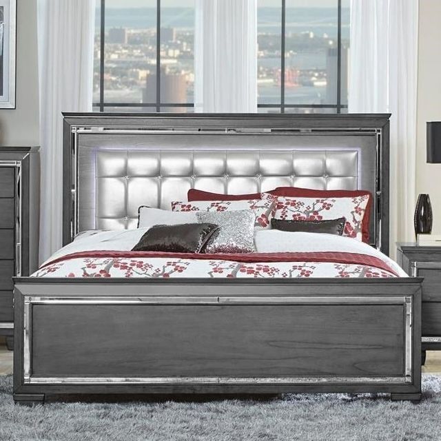 Homelegance® Allura Gray Eastern King Bed with LED Lighting-2