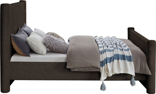 Meridian Furniture Elias Brown King Boucle Fabric Upholstered Panel Bed-1