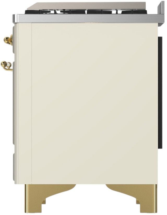 Ilve® Majestic III 60" Antique White Pro Style Dual Fuel Natural Gas Range with Griddle and Brass Trim-3