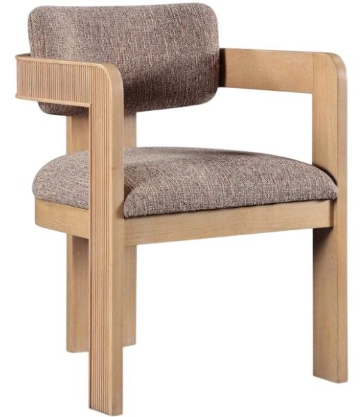 Meridian Furniture Sacha Brown/Natural Linen Textured Upholstered Dining Chair-0