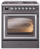 Ilve® Nostalgie II Noblesse 30" Graphite Matte Pro Style Dual Fuel Range with Chrome Trim-1