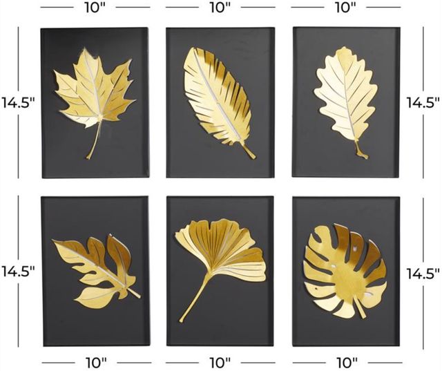 Deco Marche 6-Piece Black Leaf Wall Decor Set-2