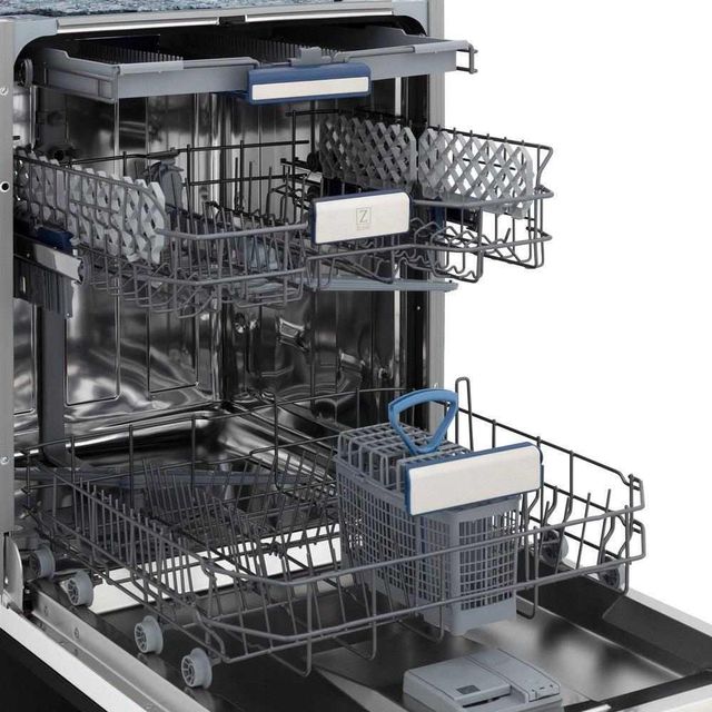 ZLINE Autograph Edition Tallac 18" Black Stainless Steel Top Control Built In Dishwasher with Champagne Bronze Handle-2