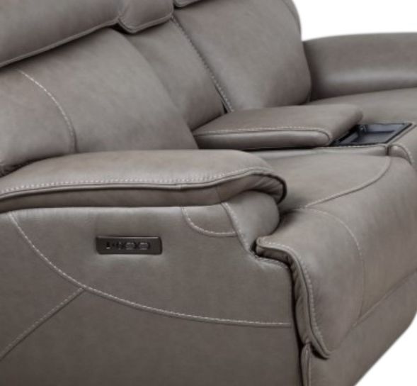 Cheers by Man Wah Naples Taupe Power Reclining Loveseat with Tilt Console-1