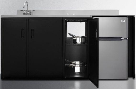 Summit® 72" Black and Stainless Steel All-In-One Kitchenette-4