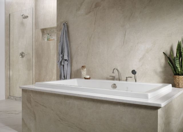 Delta Woodhurst® Stainless Roman Tub with Handshower Trim-3