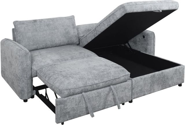 New Classic® Home Furnishings Finn 2-Piece Gray Left-Arm Facing Sleeper Sectional Sofa with Storage Chaise-0