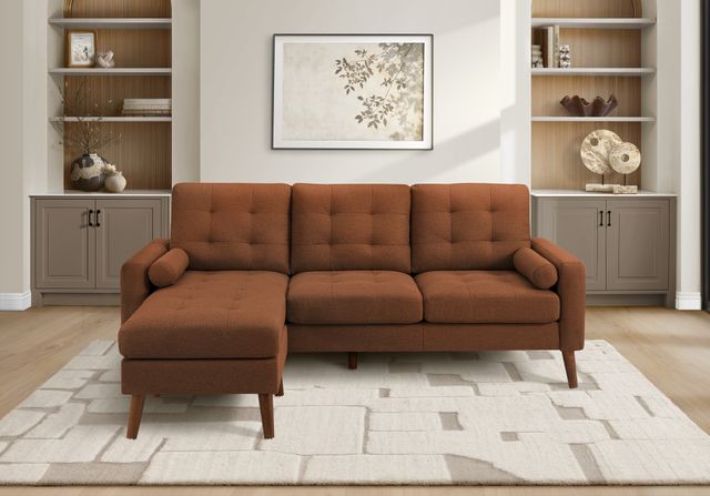 Monarch Specialties Inc. Rust 85" Sofa Lounger and Reversible Chaise with 2 Pillows-1