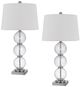 Cal® Lighting & Accessories 2-Piece Crosset Slate Glass/Silver/White Table Lamp Set-0