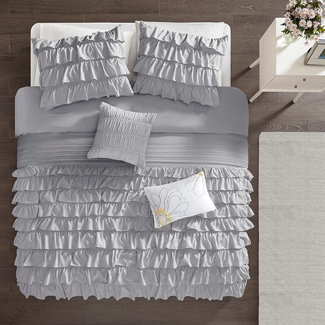 Olliix by Intelligent Design Waterfall Grey Full/Queen Comforter Set-2