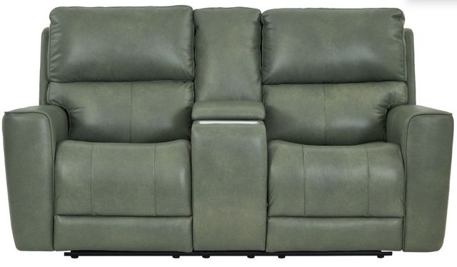 Leather Italia™ Cambria Laredo Sage Moss Power Reclining Loveseat with Console-1
