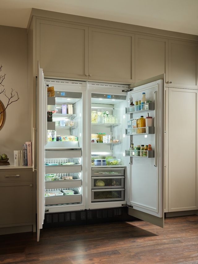 Front view of a large Viking refrigerator in a modern kitchen Front view of a large Viking refrigerator in a modern kitchen